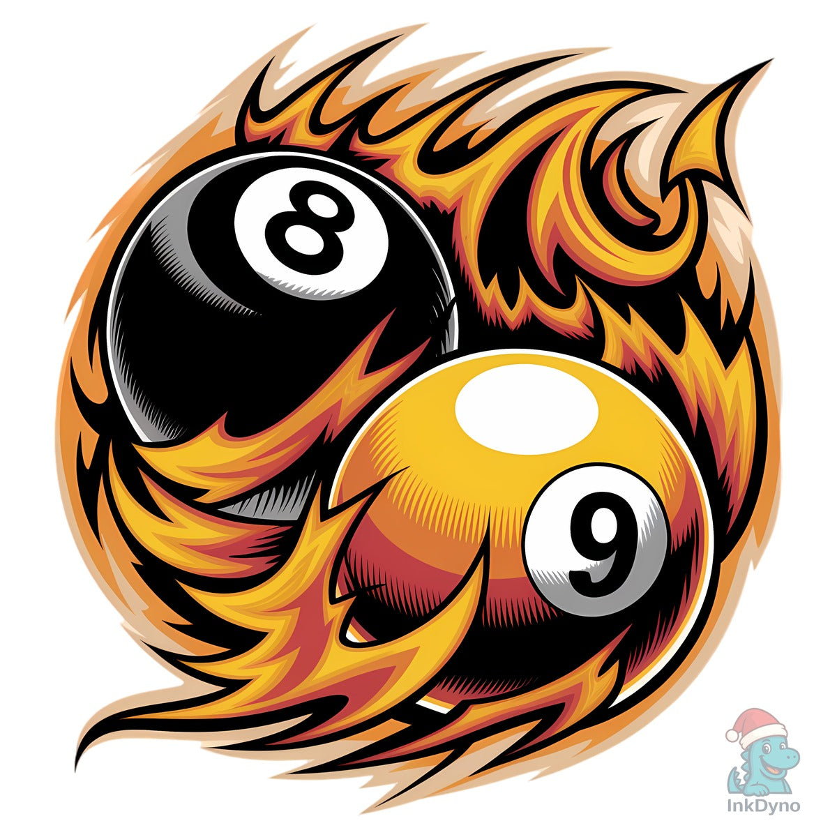 Flaming 8 & 9 Ball