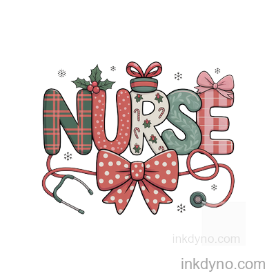 445. Preppy Nurse DTF Transfer – Ready to Press (Christmas)