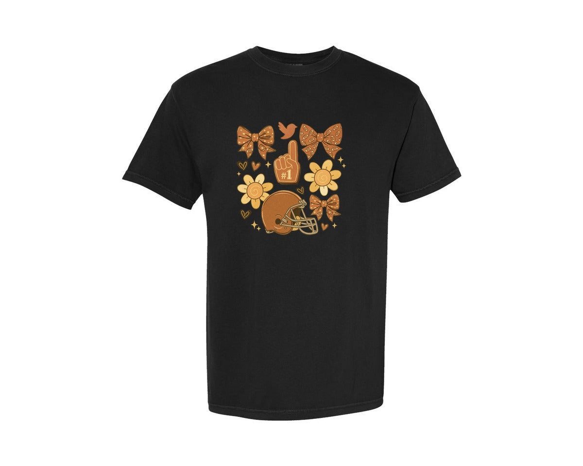 brand:Comfort Colors|color:Black|Coquette Fall Football Bow Tis The Graphic T-Shirt