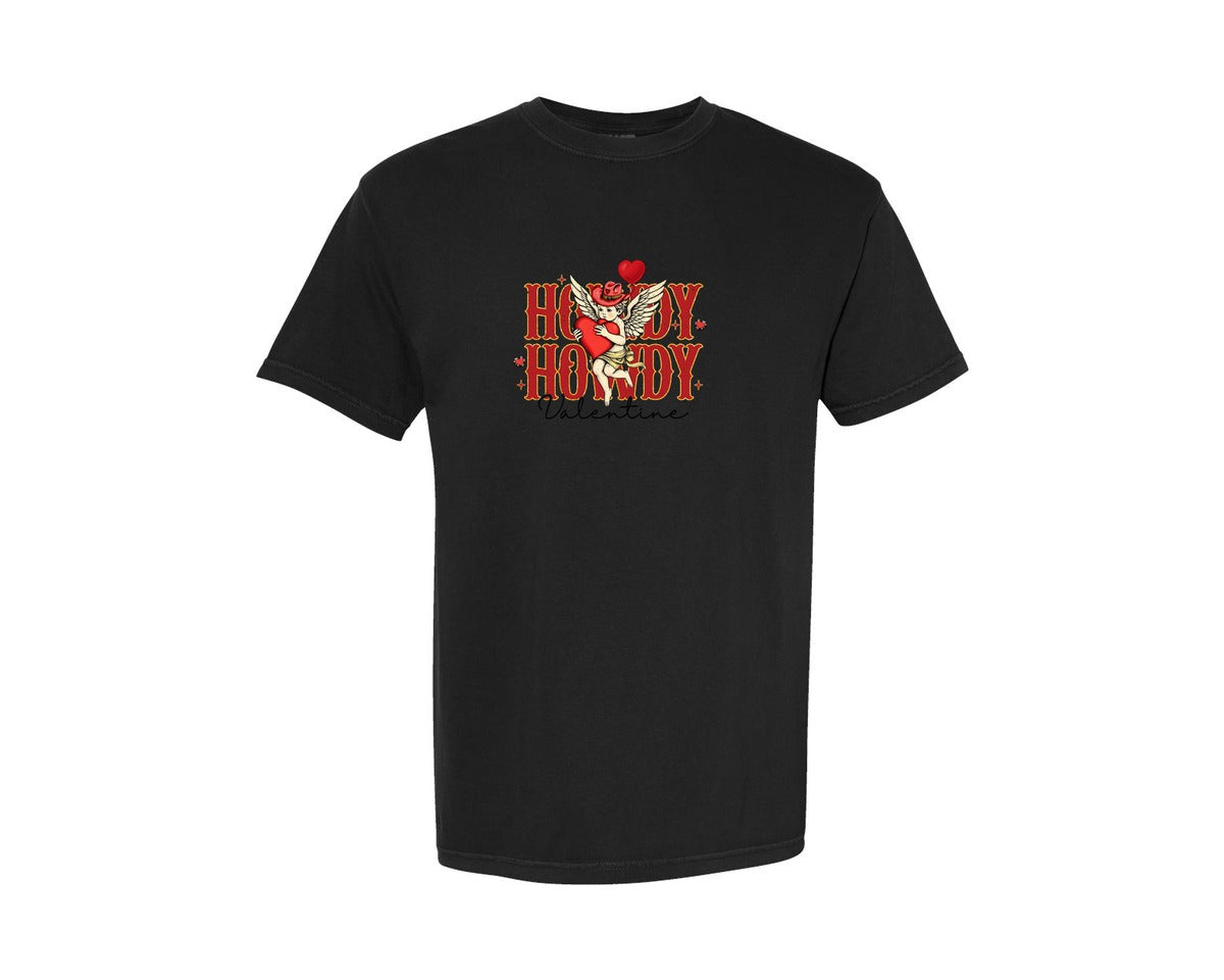 brand:Comfort Colors|color:Black|Western Howdy Valentine Graphic T-Shirt