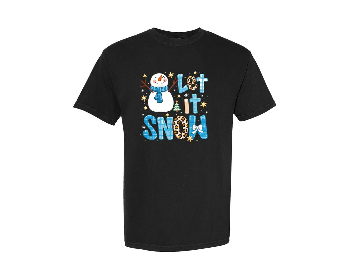brand:Comfort Colors|color:Black|Let It Snow Christmas 13 Graphic T-Shirt