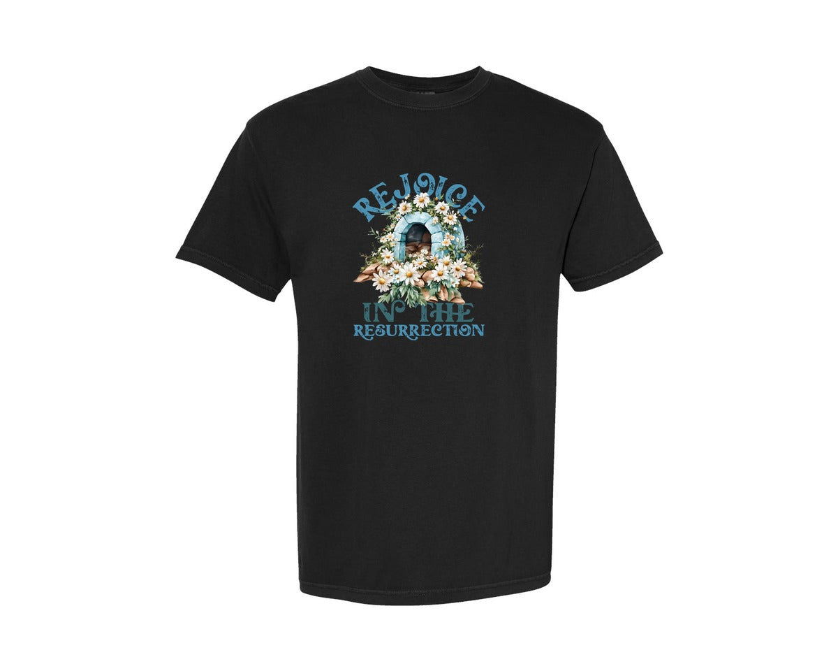 brand:Comfort Colors|color:Black|Easter Rejoice In The Resurrection Graphic T-Shirt
