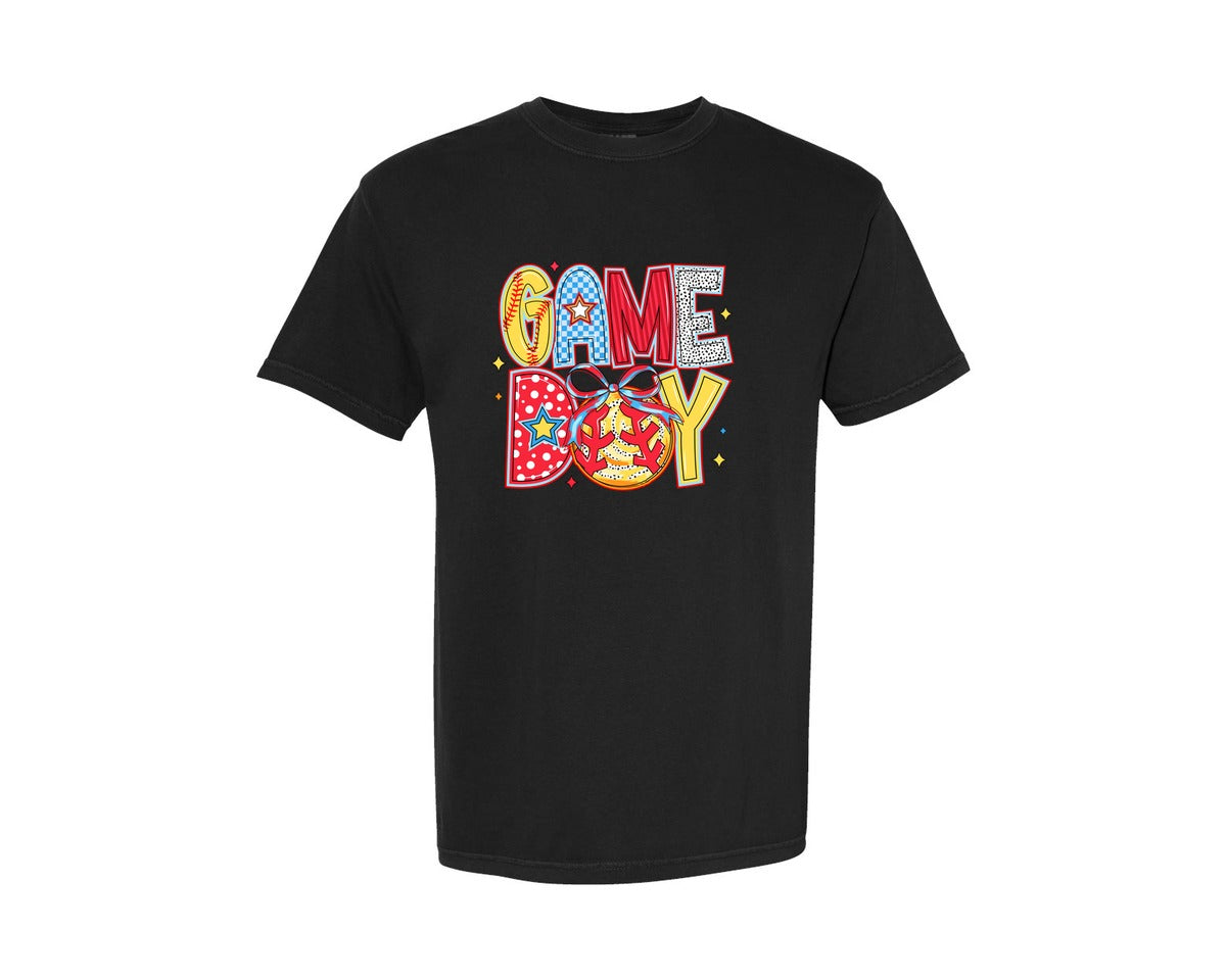 brand:Comfort Colors|color:Black|Game Day Softball Coquette 5 Graphic T-Shirt
