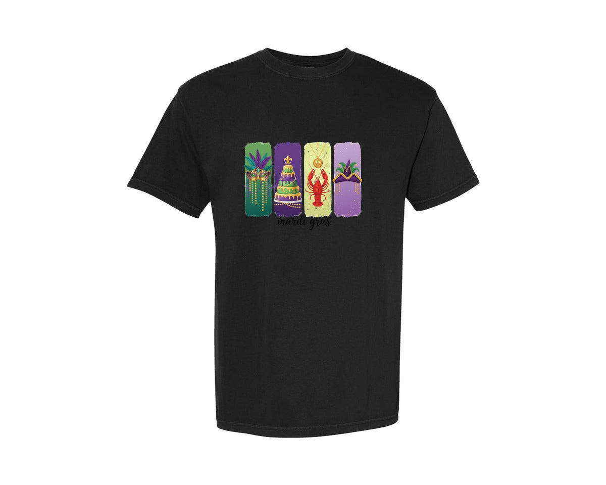 brand:Comfort Colors|color:Black|Brushstroke Mardi Gras 9 Graphic T-Shirt
