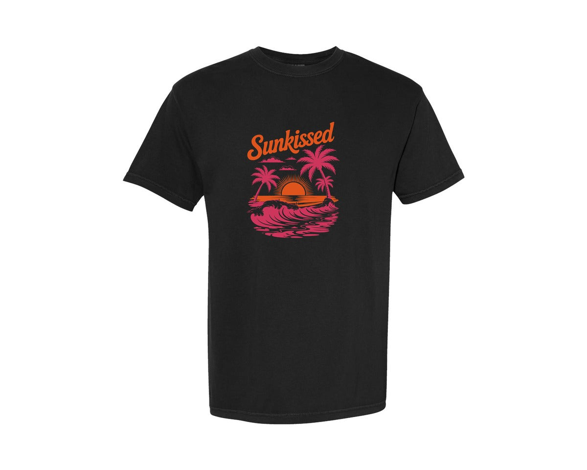 brand:Comfort Colors|color:Black|Summer Sunkissed Retro Beach Sunset Graphic T-Shirt