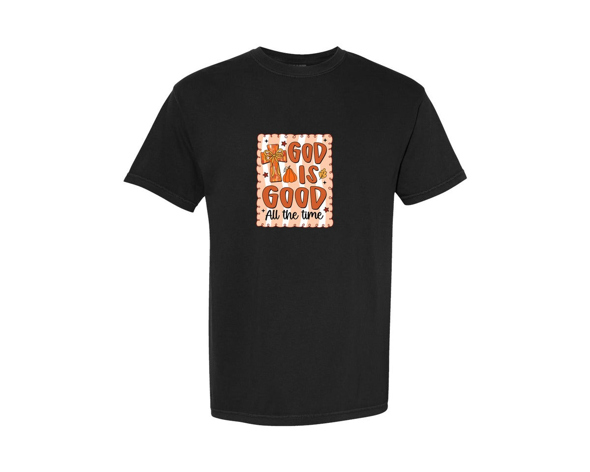 brand:Comfort Colors|color:Black|God Is Good Fall Christian Graphic T-Shirt