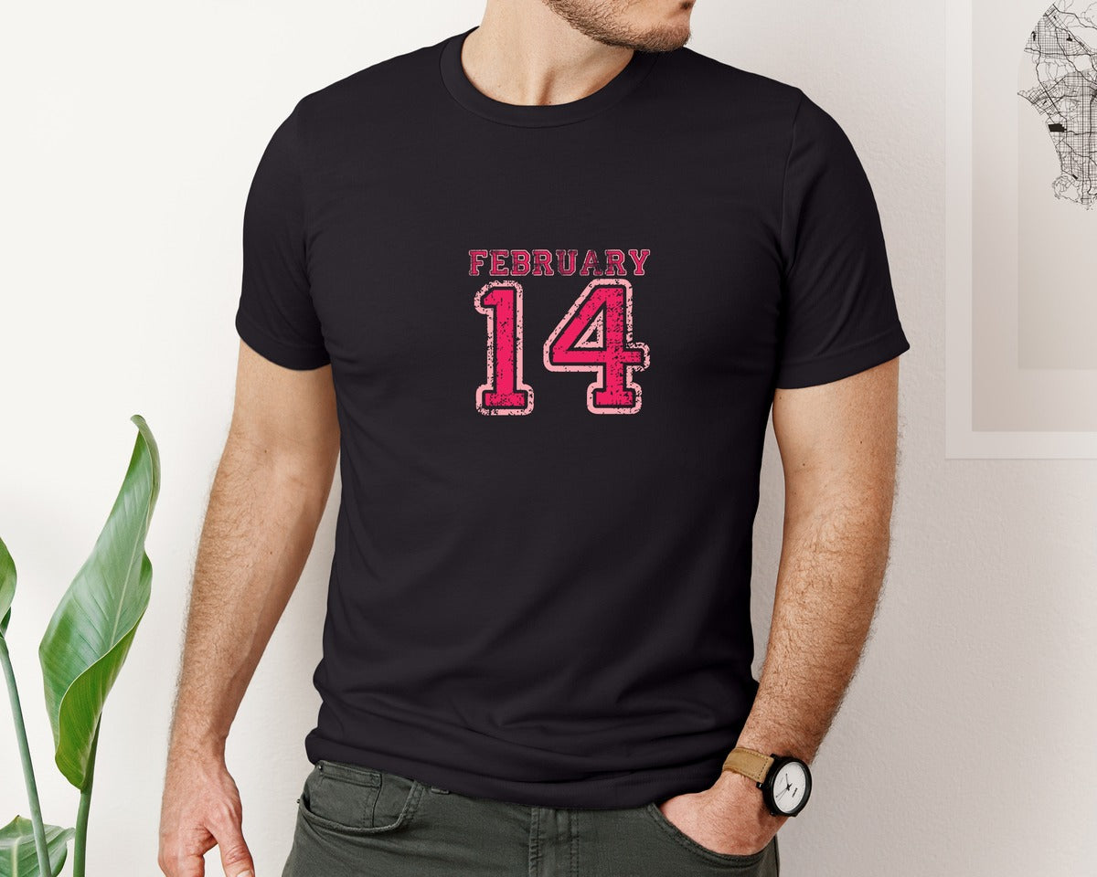 brand:Bella Canvas|color:Black|February 14 Varsity Valentines 5 Graphic T-Shirt