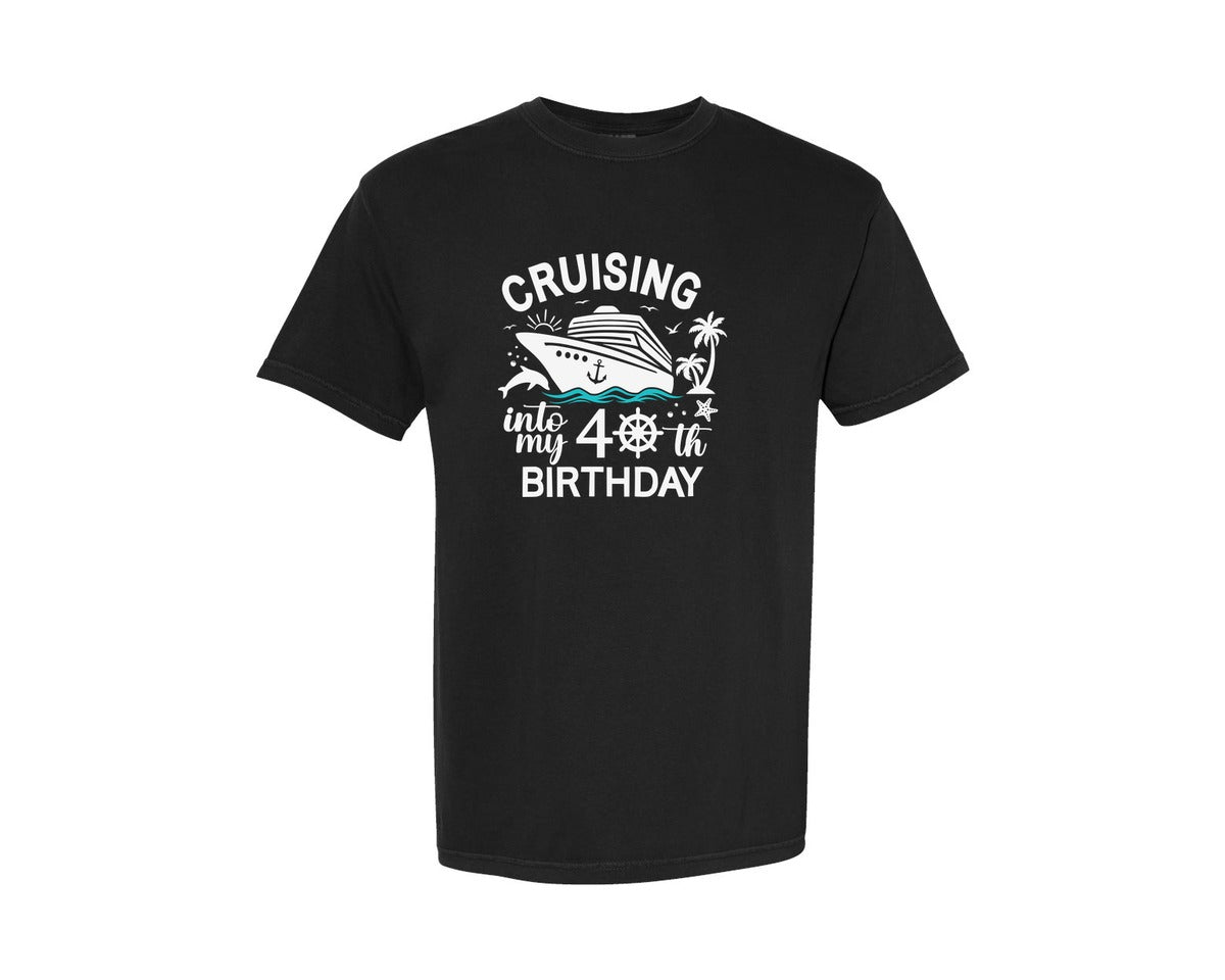 brand:Comfort Colors|color:Black|40Th Birthday Cruise 40 Cruising Graphic T-Shirt