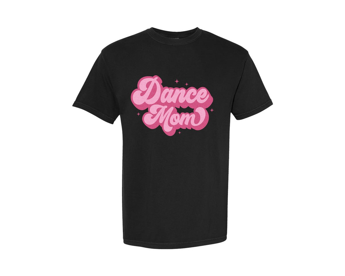 brand:Comfort Colors|color:Black|Dance Mom Retro Dancer Mama Glitter Graphic T-Shirt