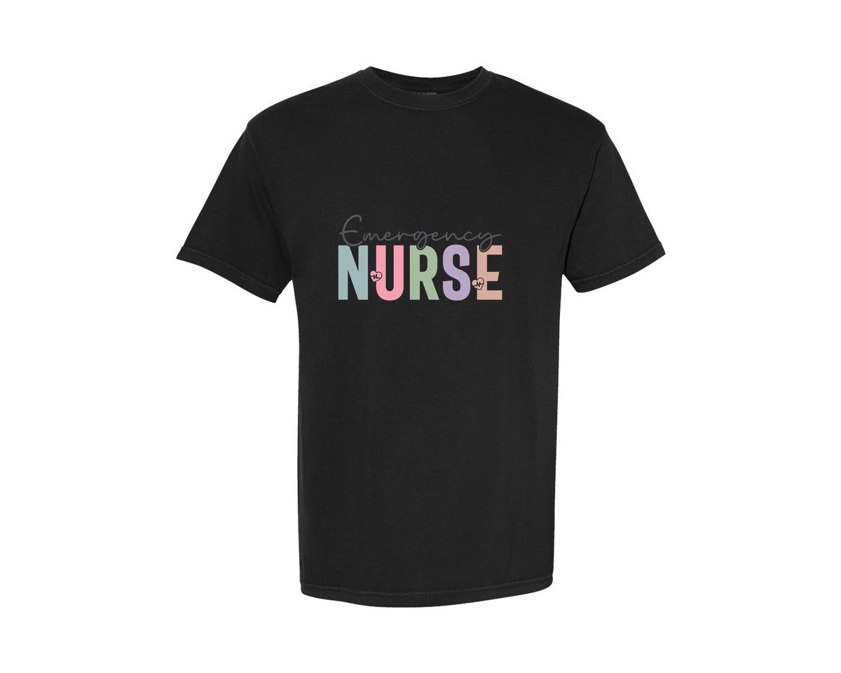 brand:Comfort Colors|color:Black|Emergency Nurse Er Nurse Design Graphic T-Shirt