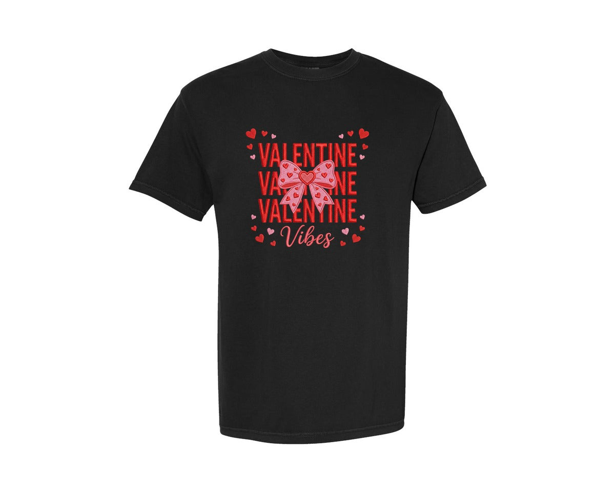 brand:Comfort Colors|color:Black|Coquette Bow Valentine Shirt 2 Graphic T-Shirt