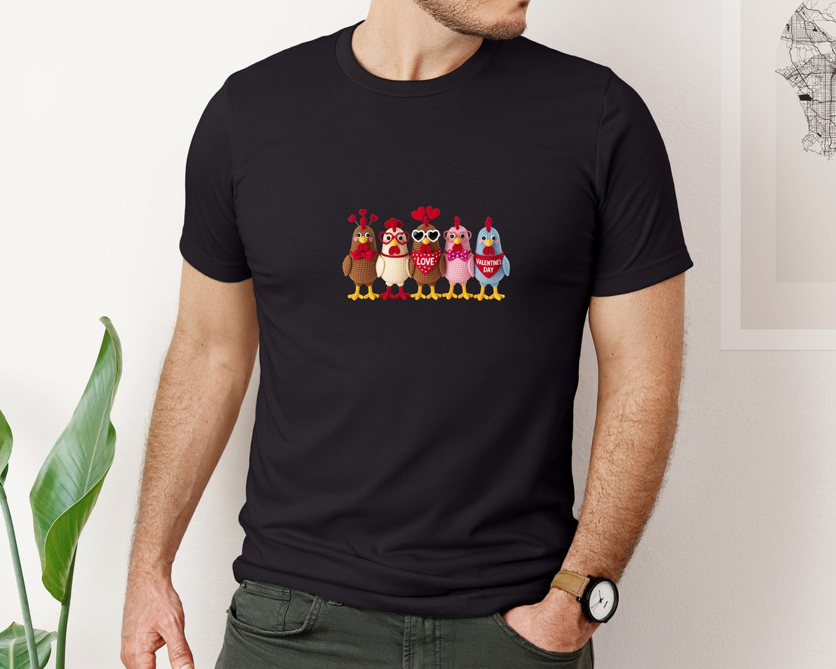 brand:Bella Canvas|color:Black|Valentines Day Chicken Graphic T-Shirt