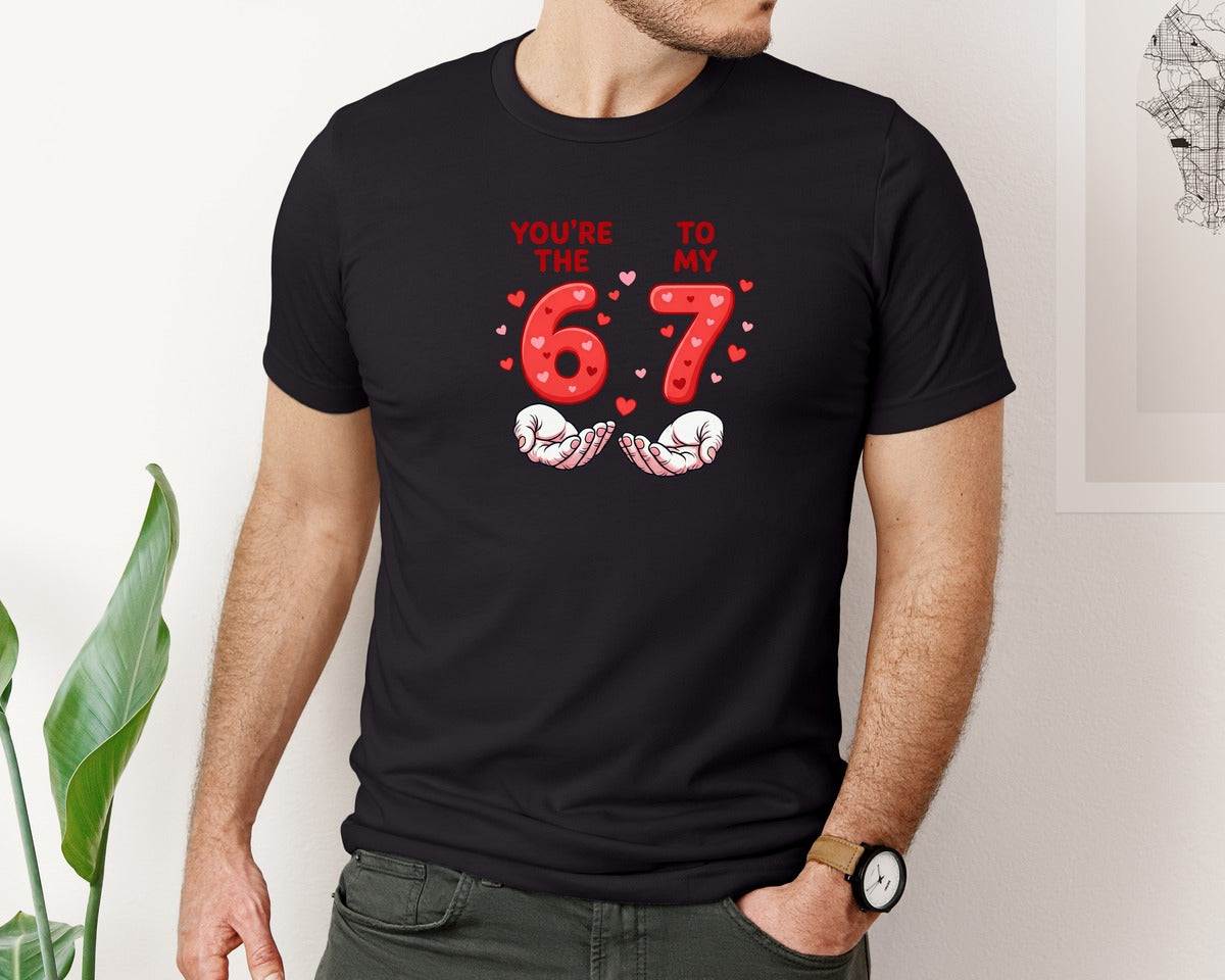 brand:Bella Canvas|color:Black|Valentines Day Six Seven Viral Meme Graphic T-Shirt
