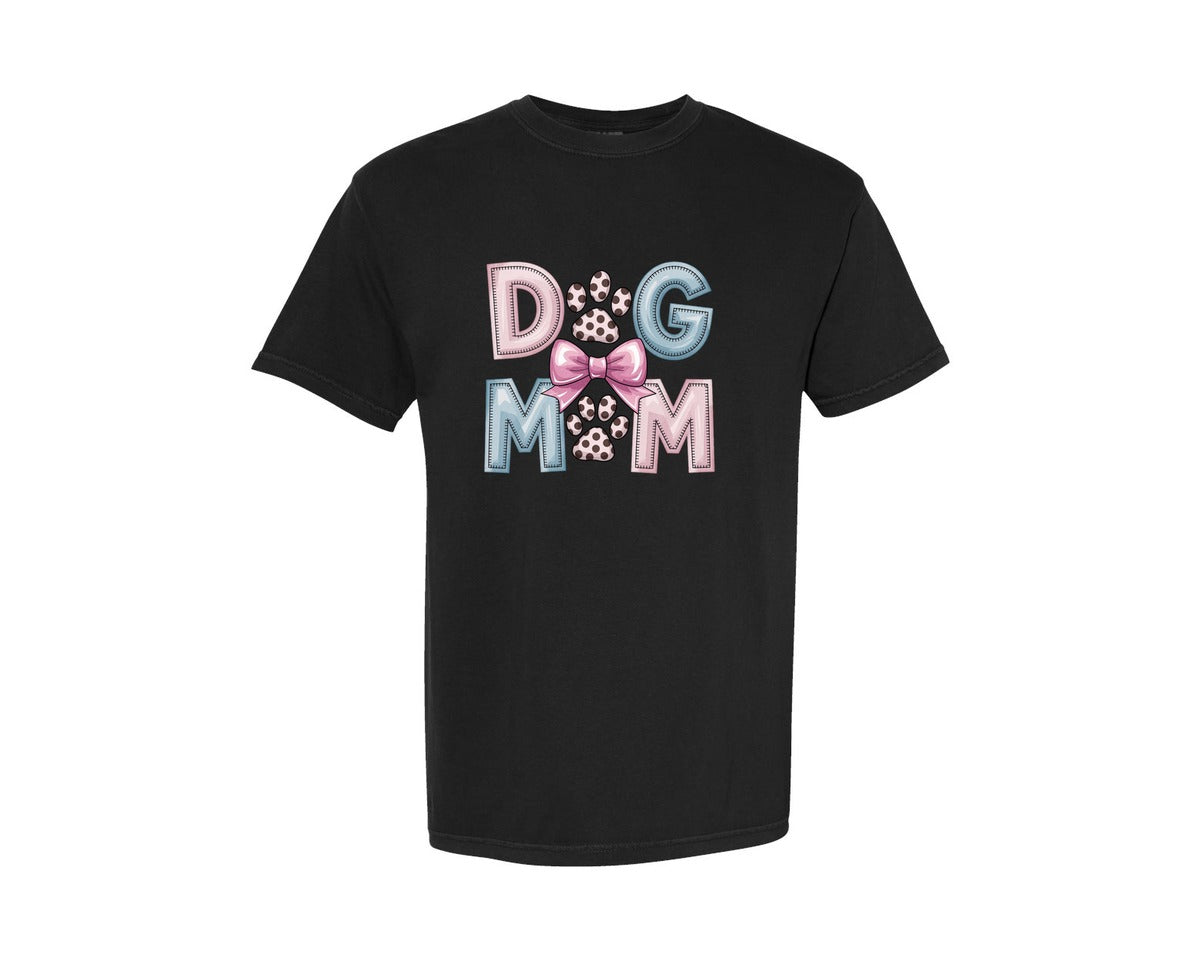 brand:Comfort Colors|color:Black|Coquette Bow Dog Mom Dog Mama 2 Graphic T-Shirt