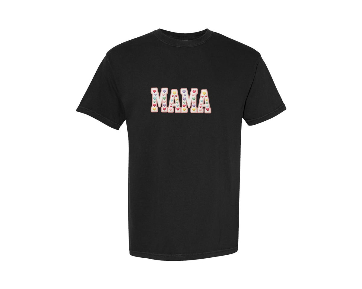 brand:Comfort Colors|color:Black|Faux Yarn Mama Heart Graphic T-Shirt