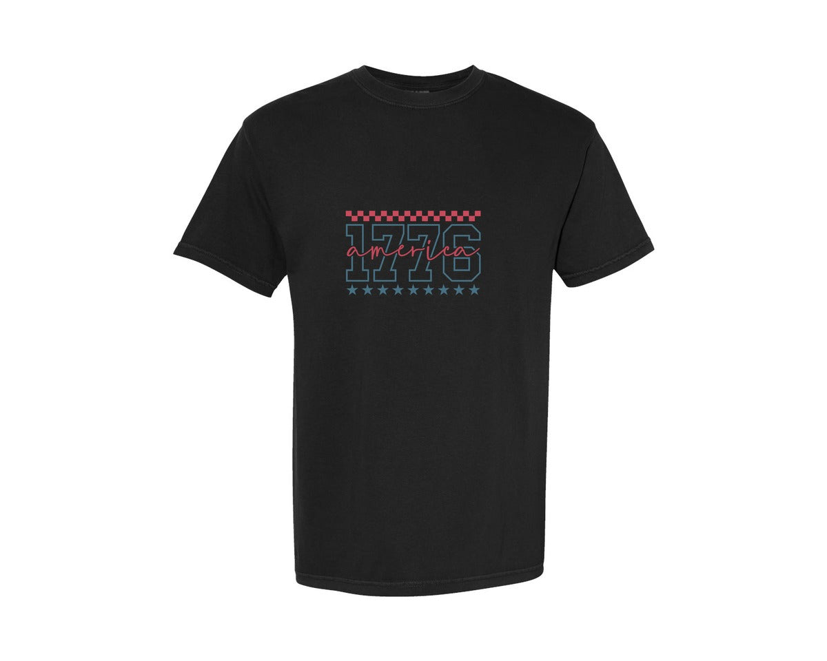 brand:Comfort Colors|color:Black|1776 America Retro 4Th Of July 12 Graphic T-Shirt