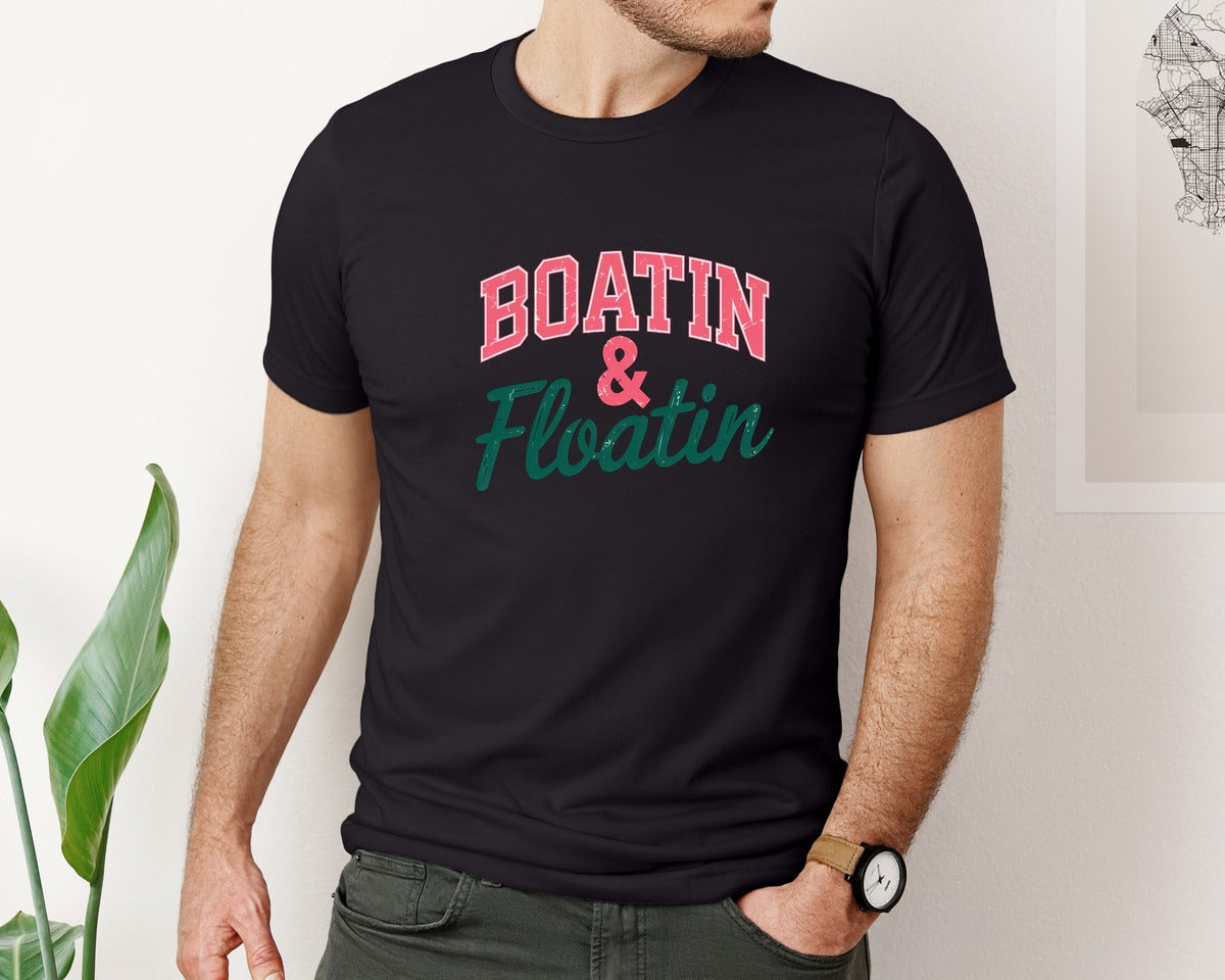 brand:Bella Canvas|color:Black|Boating And Floating Lake Life Graphic T-Shirt