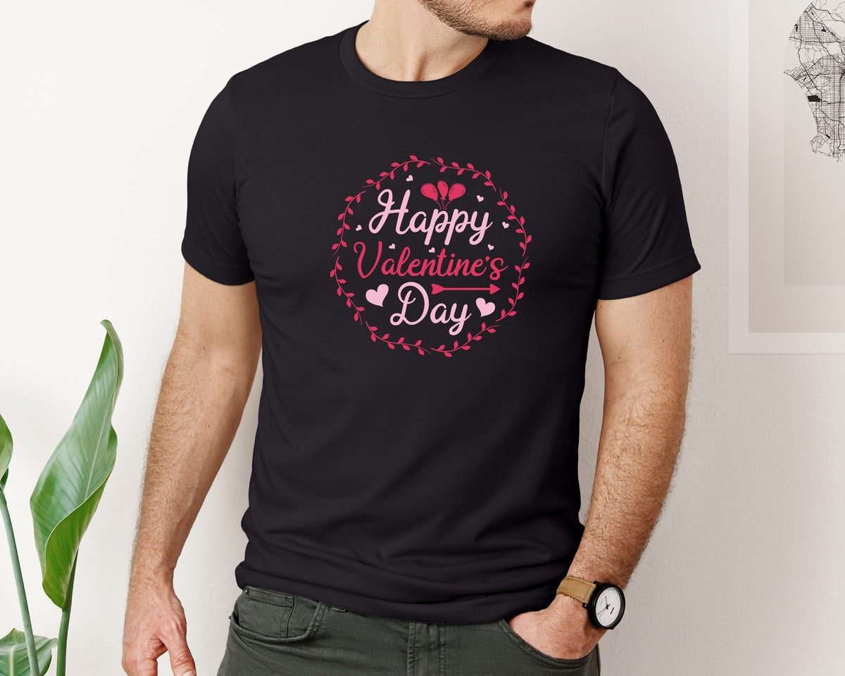 brand:Bella Canvas|color:Black|Happy Valentines Day Quote Design 2 Graphic T-Shirt