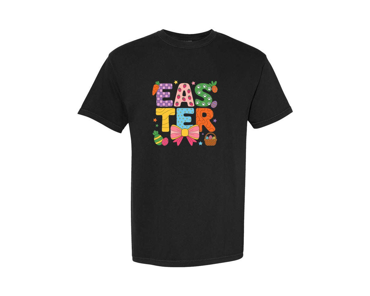 brand:Comfort Colors|color:Black|Preppy Coquette Easter 2 Graphic T-Shirt