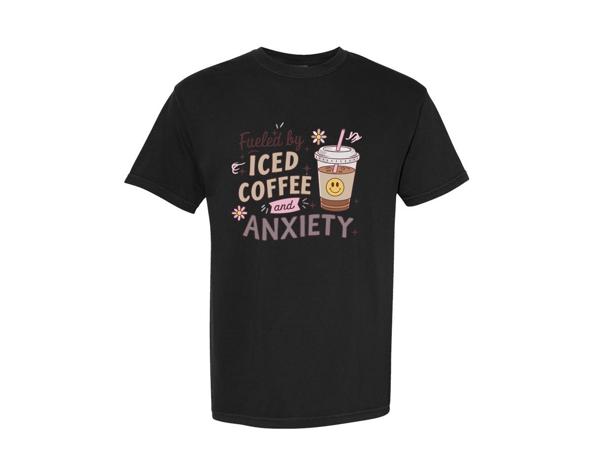 brand:Comfort Colors|color:Black|Iced Coffee Calm Chaos Aesthetic Graphic T-Shirt