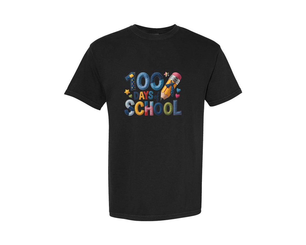 brand:Comfort Colors|color:Black|100 Days Of School Matching Shirt 4 Graphic T-Shirt