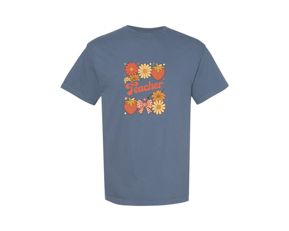 brand:Comfort Colors|color:Blue Jean|Teacher Day Coquette Graphic T-Shirt
