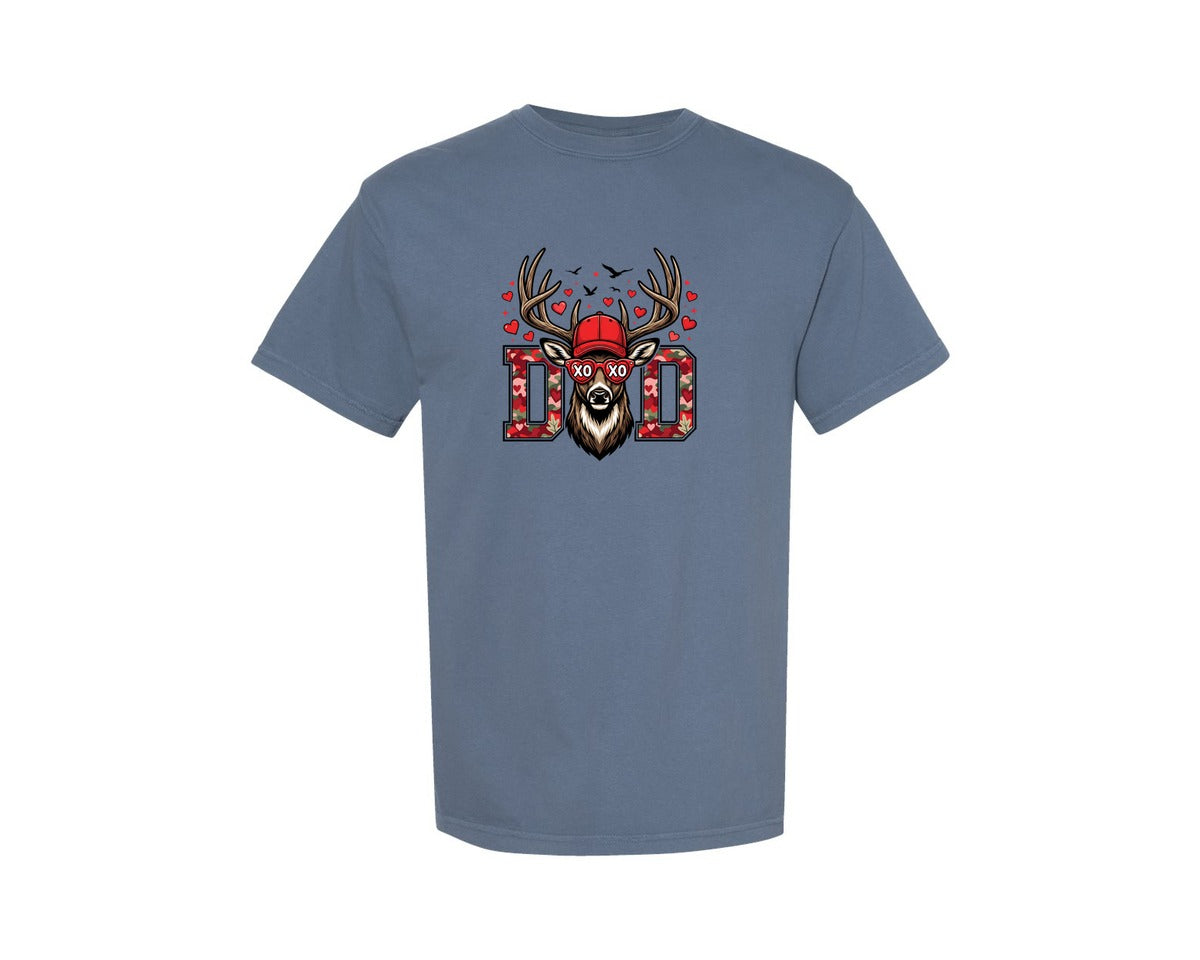 brand:Comfort Colors|color:Blue Jean|Valentine Dad Hunt8Ing Deer Xoxo Graphic T-Shirt