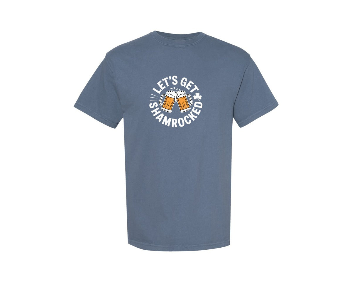 brand:Comfort Colors|color:Blue Jean|Lets Get Shamrocked Beer Graphic T-Shirt