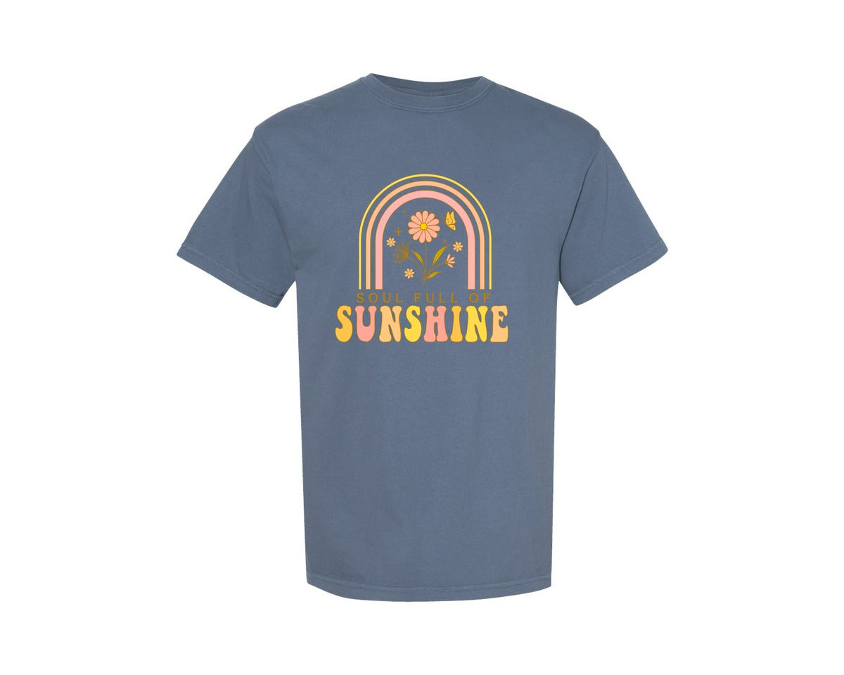 brand:Comfort Colors|color:Blue Jean|Sunshine Spring Flowers Graphic T-Shirt