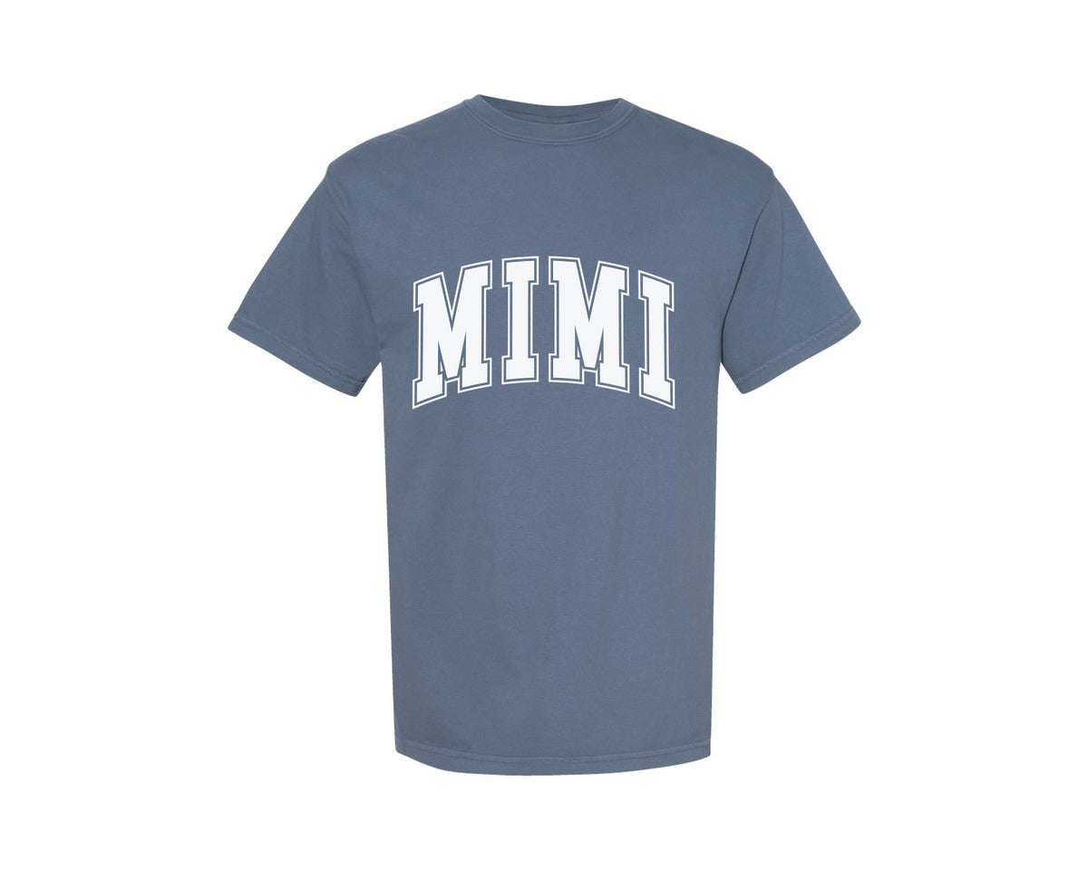 brand:Comfort Colors|color:Blue Jean|Mimi Grandma Varsity Design Graphic T-Shirt