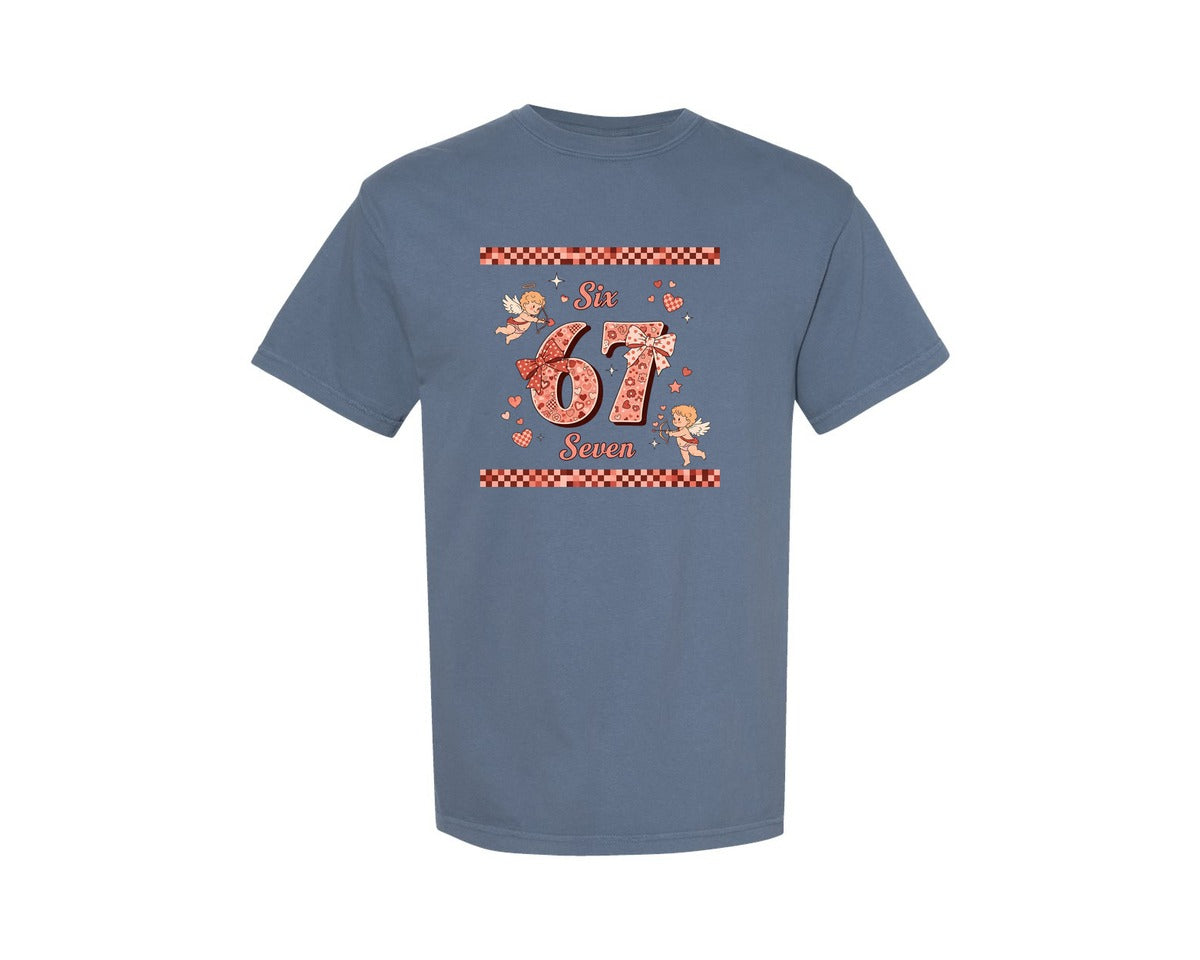 brand:Comfort Colors|color:Blue Jean|Cupid Heart 67 Birthday Graphic T-Shirt