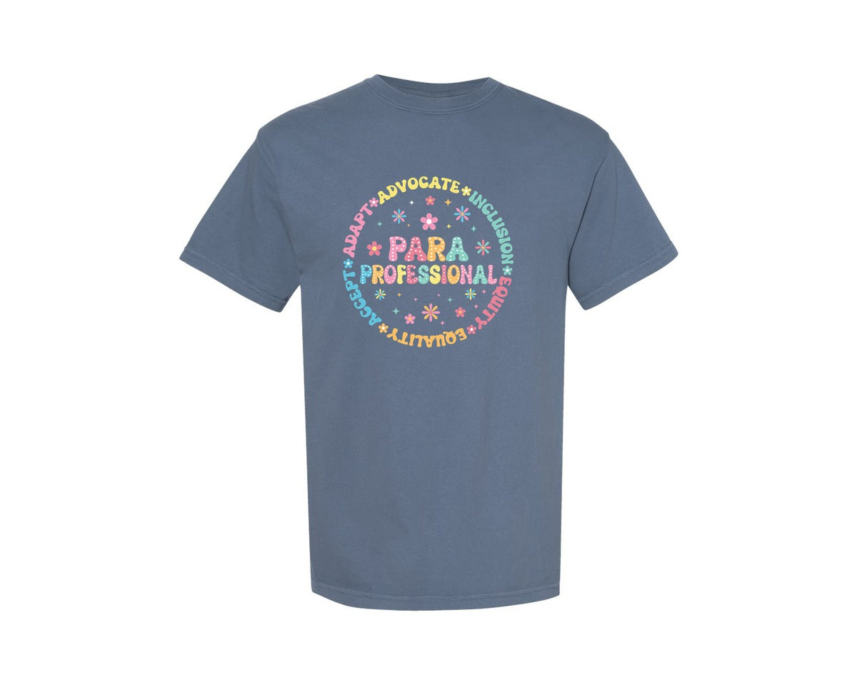 brand:Comfort Colors|color:Blue Jean|Paraprofessional School Staff Graphic T-Shirt
