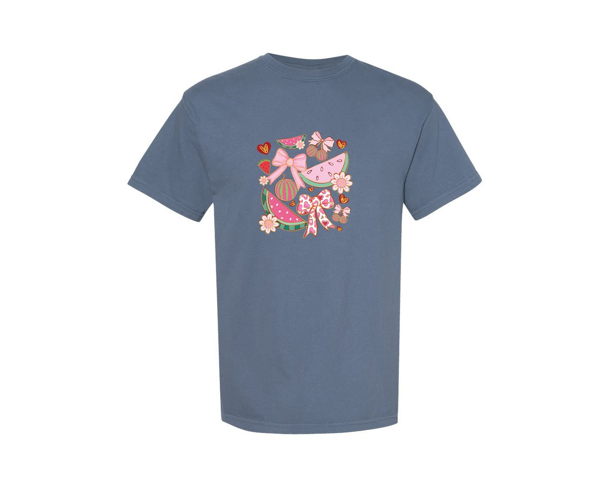 brand:Comfort Colors|color:Blue Jean|Boho Watermelon Coquette Graphic T-Shirt