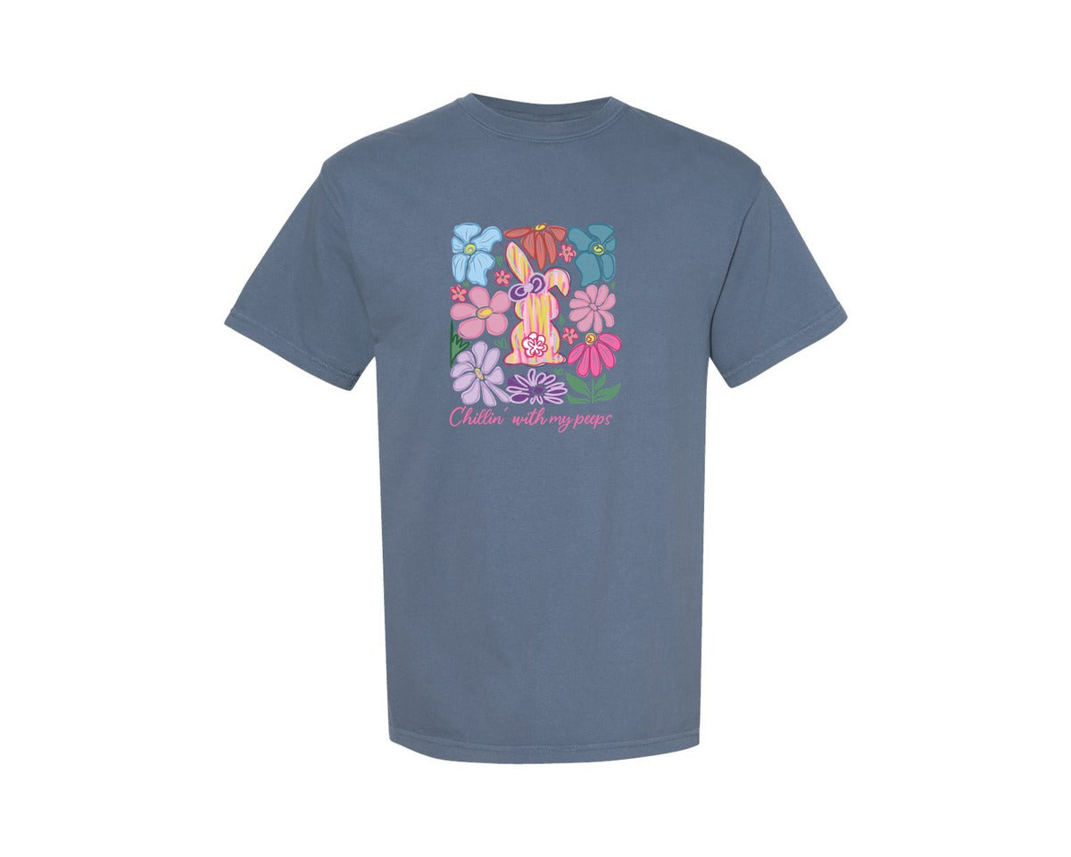 brand:Comfort Colors|color:Blue Jean|Boho Easter Bunny Coquette Graphic T-Shirt