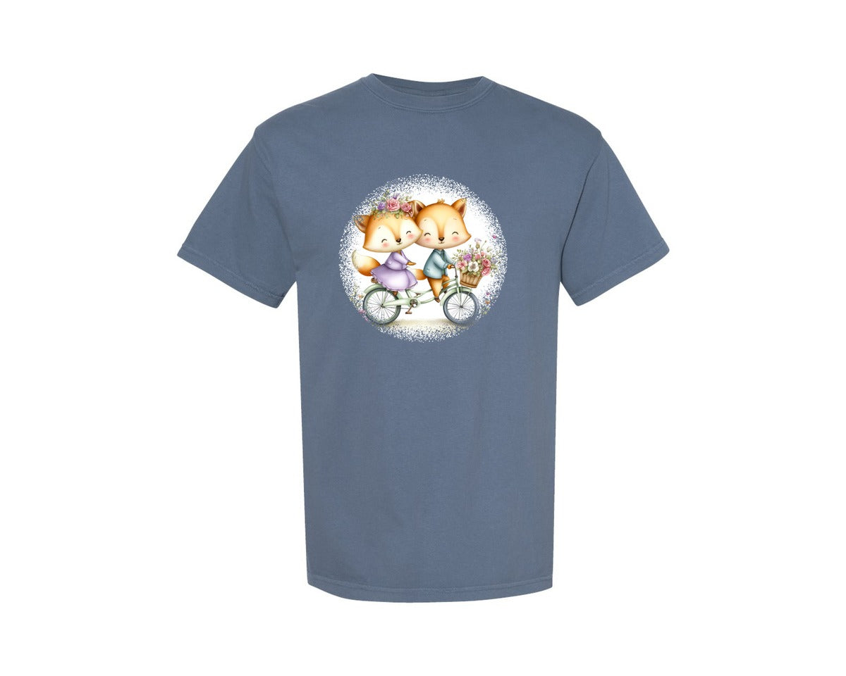 brand:Comfort Colors|color:Blue Jean|Couple Animals Round Tshirt 33 Graphic T-Shirt