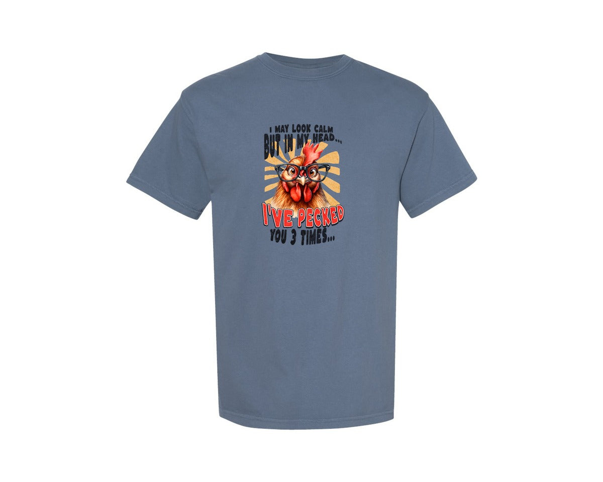 brand:Comfort Colors|color:Blue Jean|Funny Chicken Chicken Graphic T-Shirt