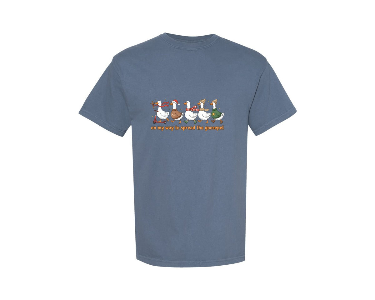 brand:Comfort Colors|color:Blue Jean|Funny Goose Christian Valentines Graphic T-Shirt