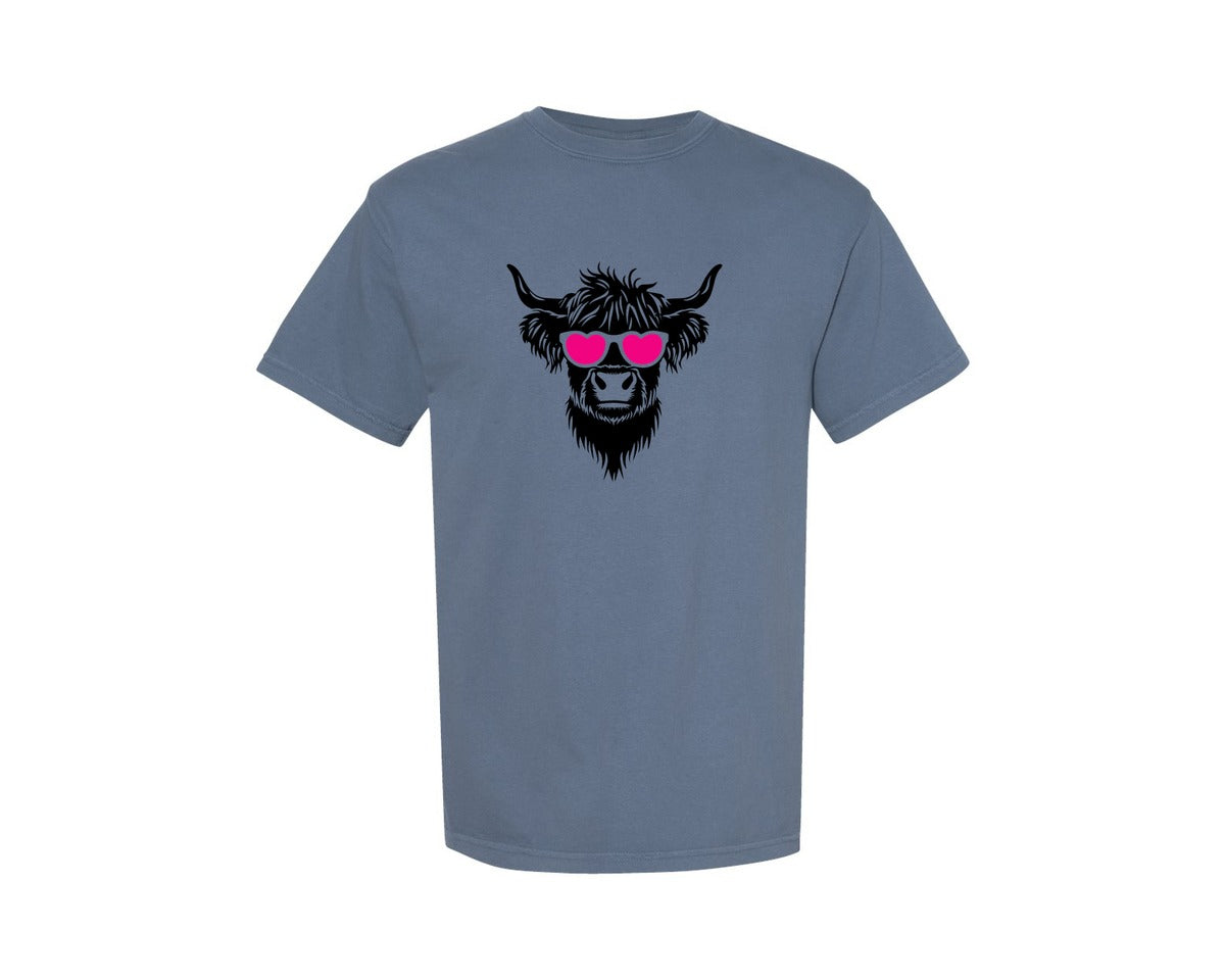 brand:Comfort Colors|color:Blue Jean|Cute Highland Cow From Graphic T-Shirt