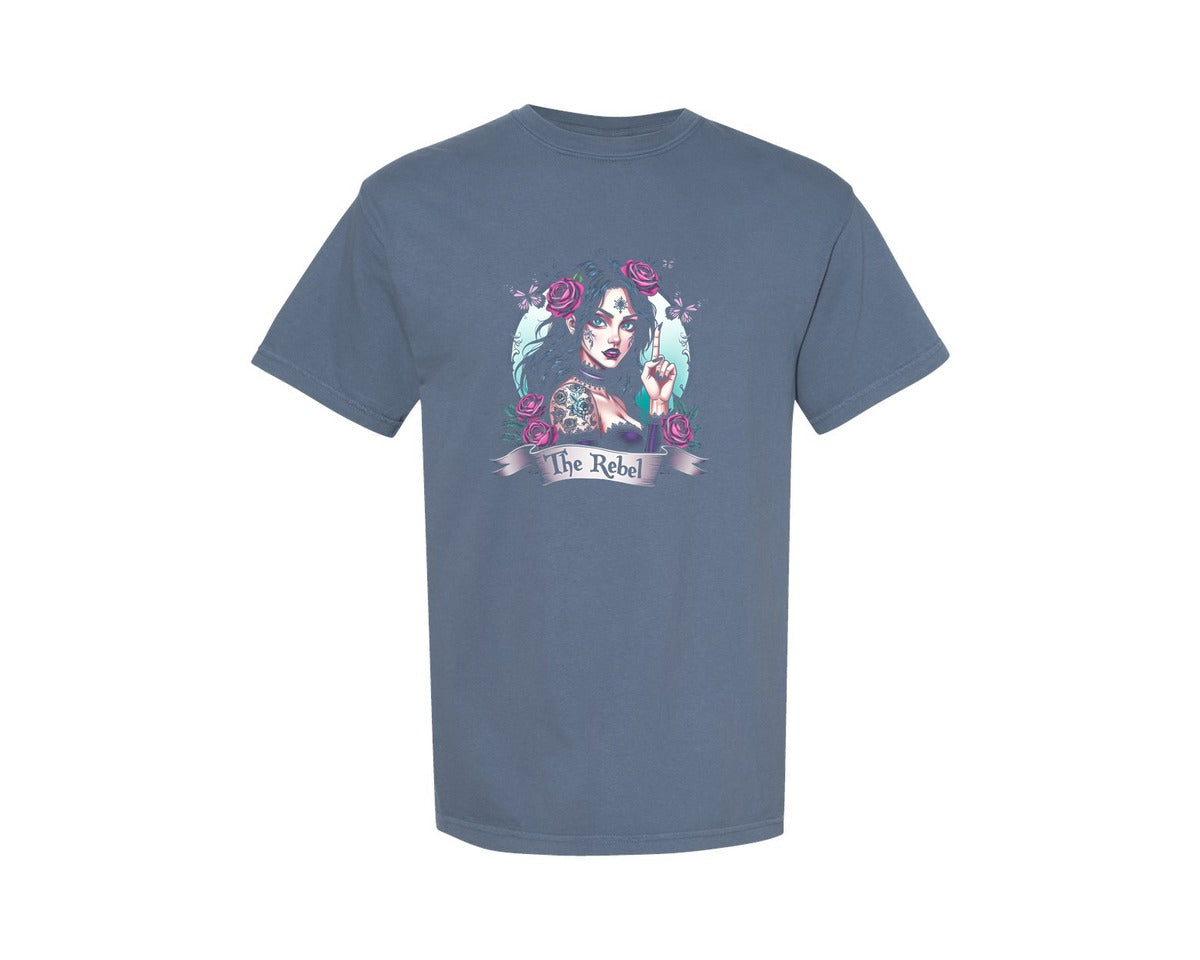 brand:Comfort Colors|color:Blue Jean|The Rebel Gothic Rose Graphic T-Shirt