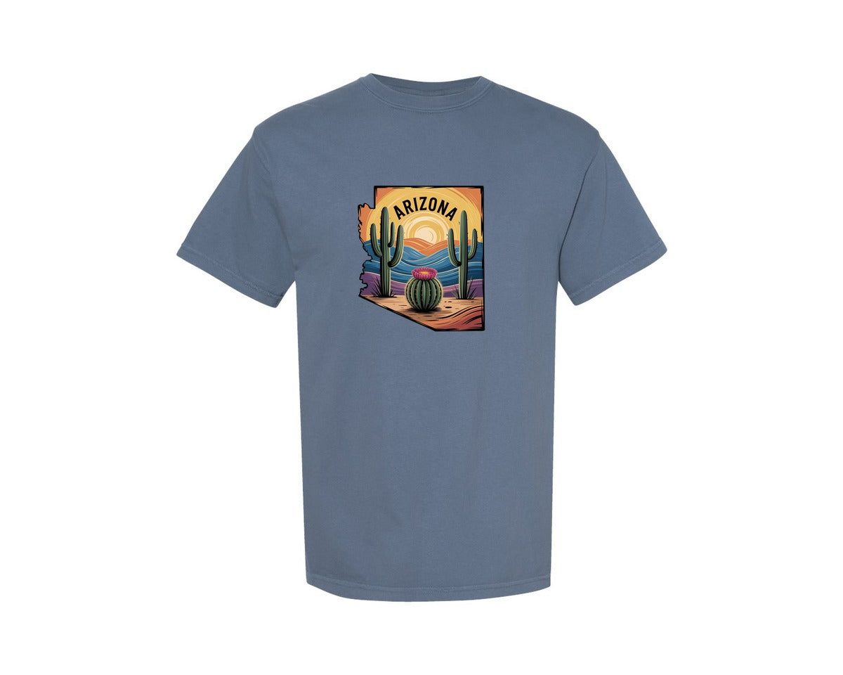 brand:Comfort Colors|color:Blue Jean|Arizona Desert Cactus Design 3 Graphic T-Shirt