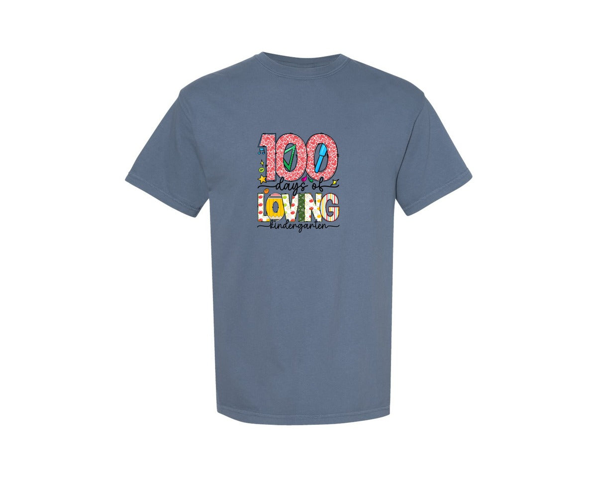 brand:Comfort Colors|color:Blue Jean|100 Days Of School T Shirt Design 71 Graphic T-Shirt