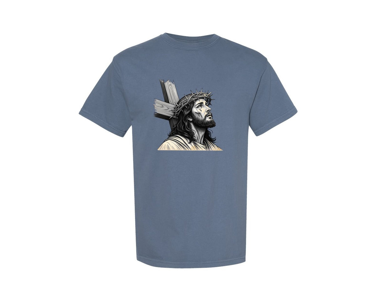 brand:Comfort Colors|color:Blue Jean|Jesus Christ Crown Of Thorns Graphic T-Shirt