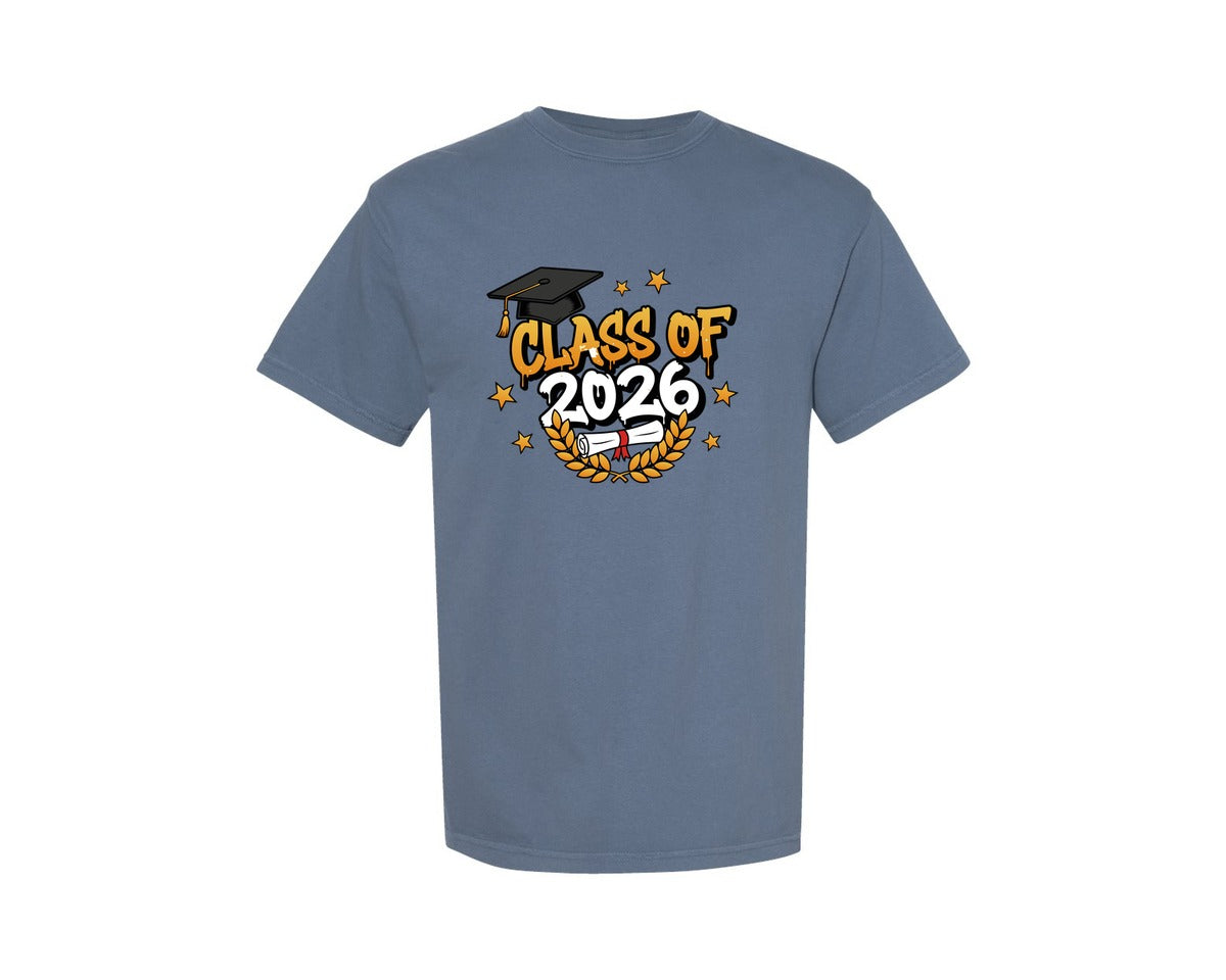 brand:Comfort Colors|color:Blue Jean|Class Of 2026 Design Graphic T-Shirt