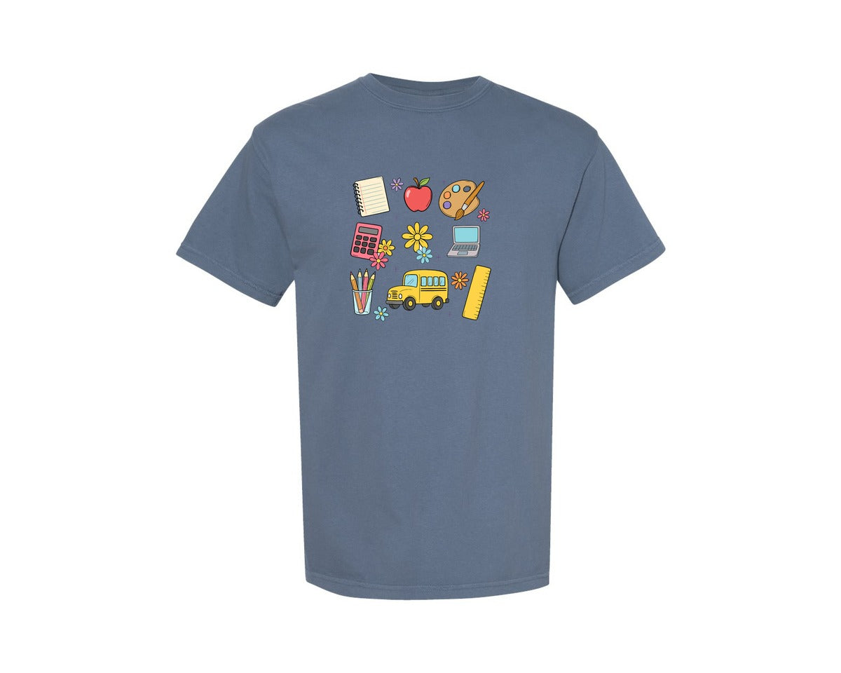 brand:Comfort Colors|color:Blue Jean|Cute Back To School Supplies Graphic T-Shirt