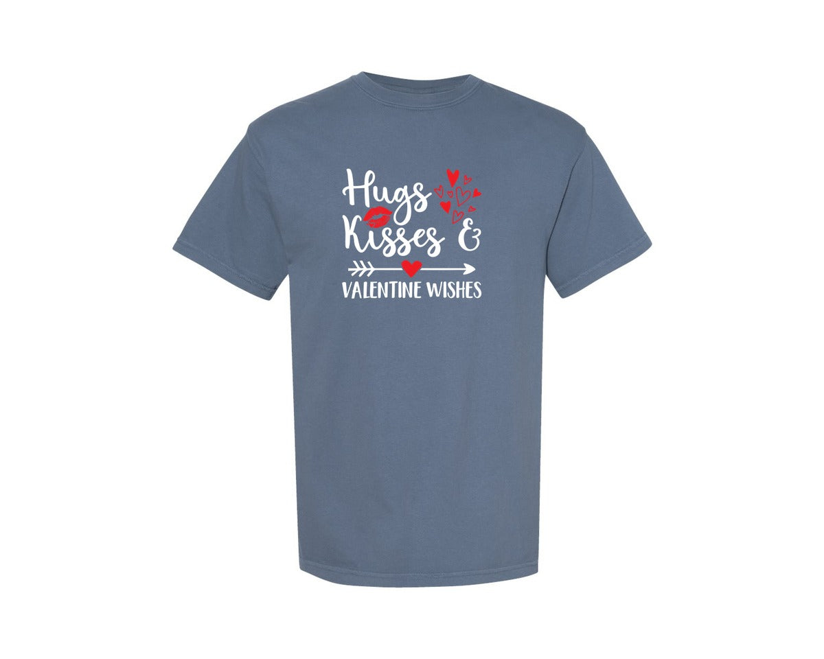 brand:Comfort Colors|color:Blue Jean|Hugs And Kisses Valentine Wishes Graphic T-Shirt