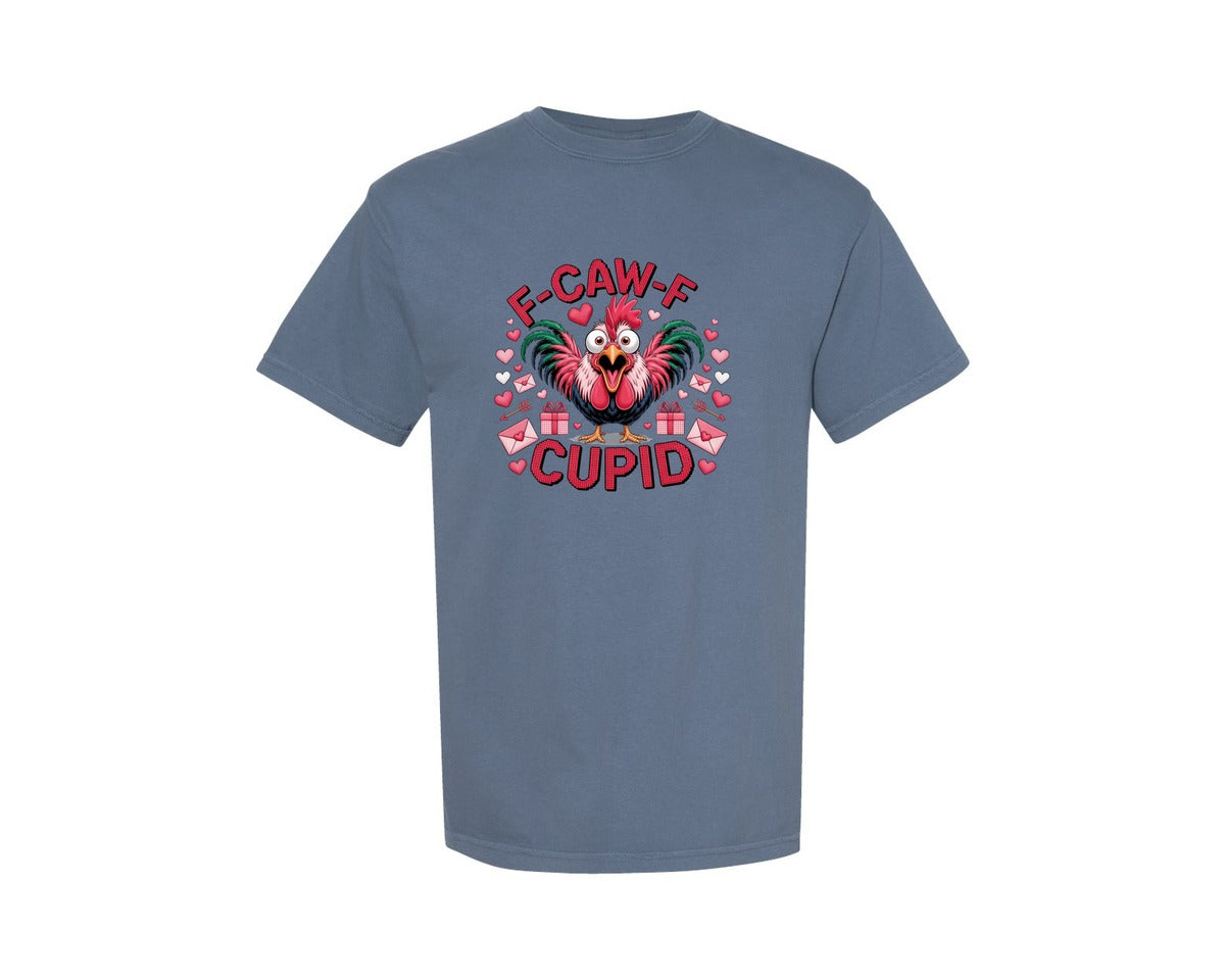 brand:Comfort Colors|color:Blue Jean|F Caw F Cupid Valentine Rooster Graphic T-Shirt