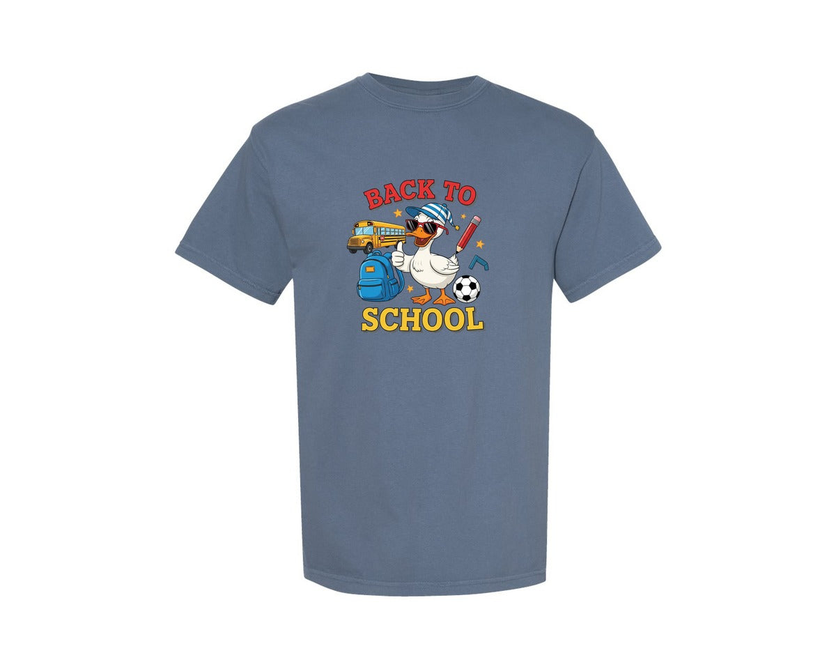 brand:Comfort Colors|color:Blue Jean|Back To School School Goose 4 Graphic T-Shirt