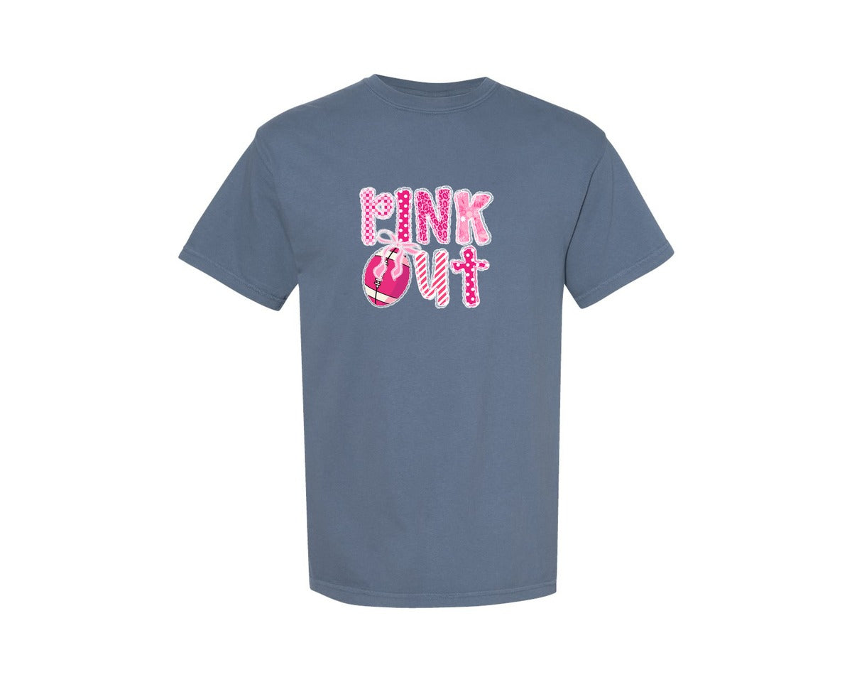 brand:Comfort Colors|color:Blue Jean|Pink Out Football Game Day Cancer Graphic T-Shirt