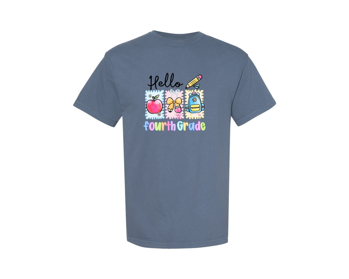 brand:Comfort Colors|color:Blue Jean|Preppy Back To School Doodles Graphic T-Shirt