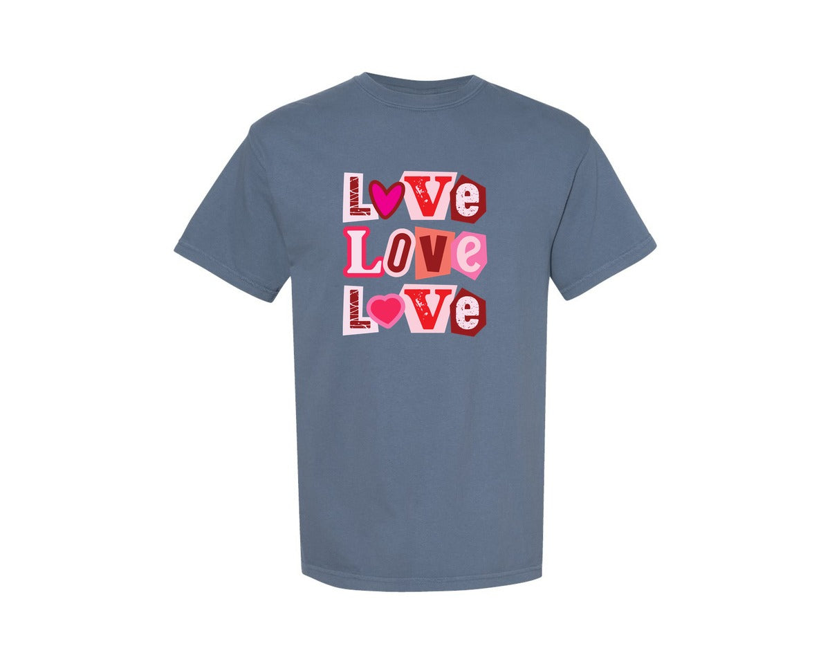 brand:Comfort Colors|color:Blue Jean|Valentines Love Pngpreppy Love Day Graphic T-Shirt